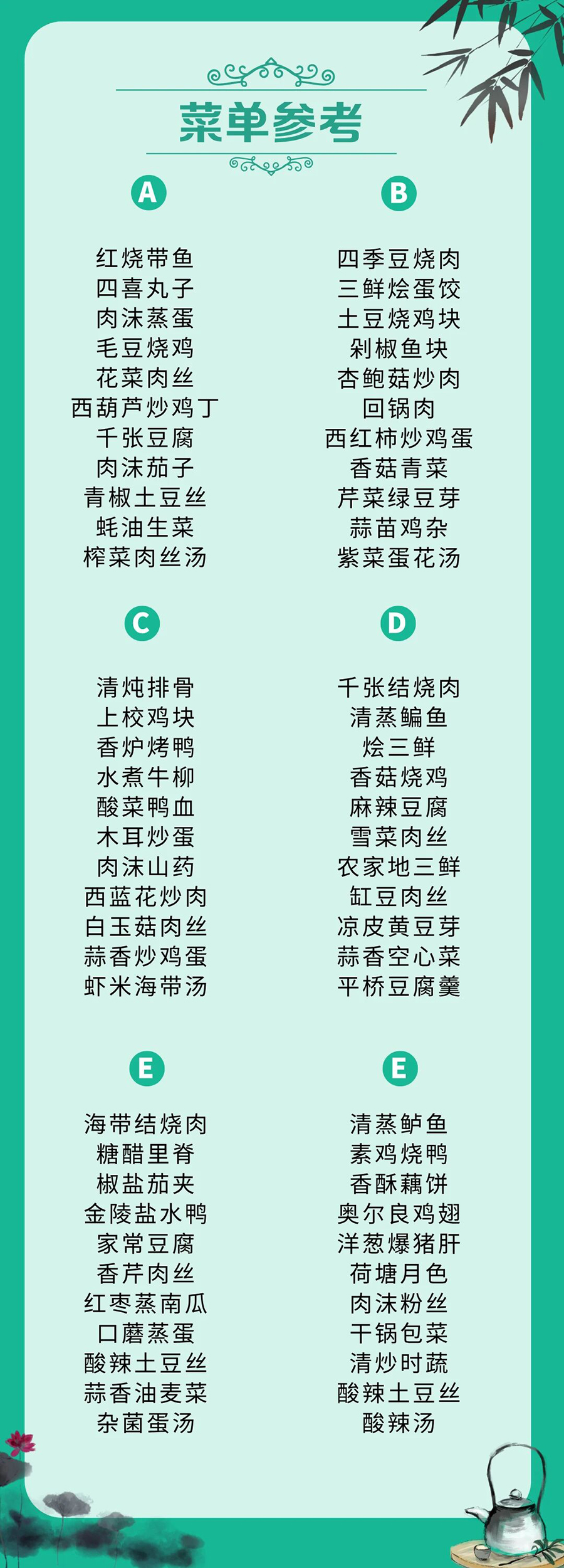 包吃住菜单